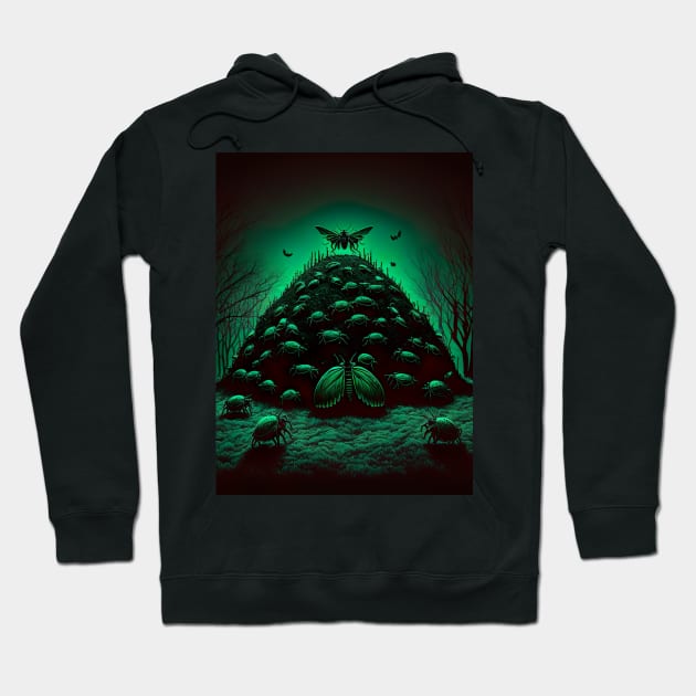 Creepy Crawly Scary Dark Horror Insect Horde Hoodie by Nightarcade